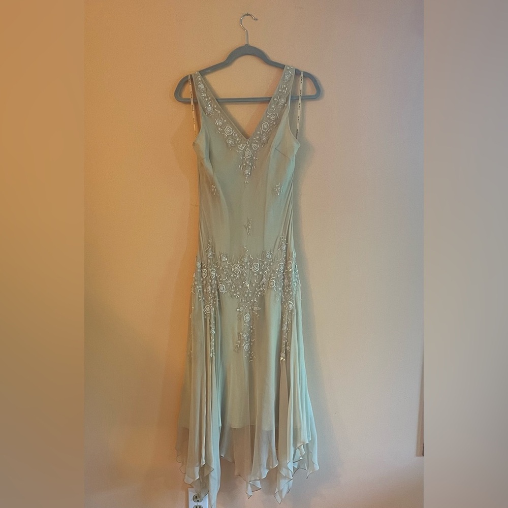 Vintage 90s Scala Handkerchief Hem Beaded Dress
